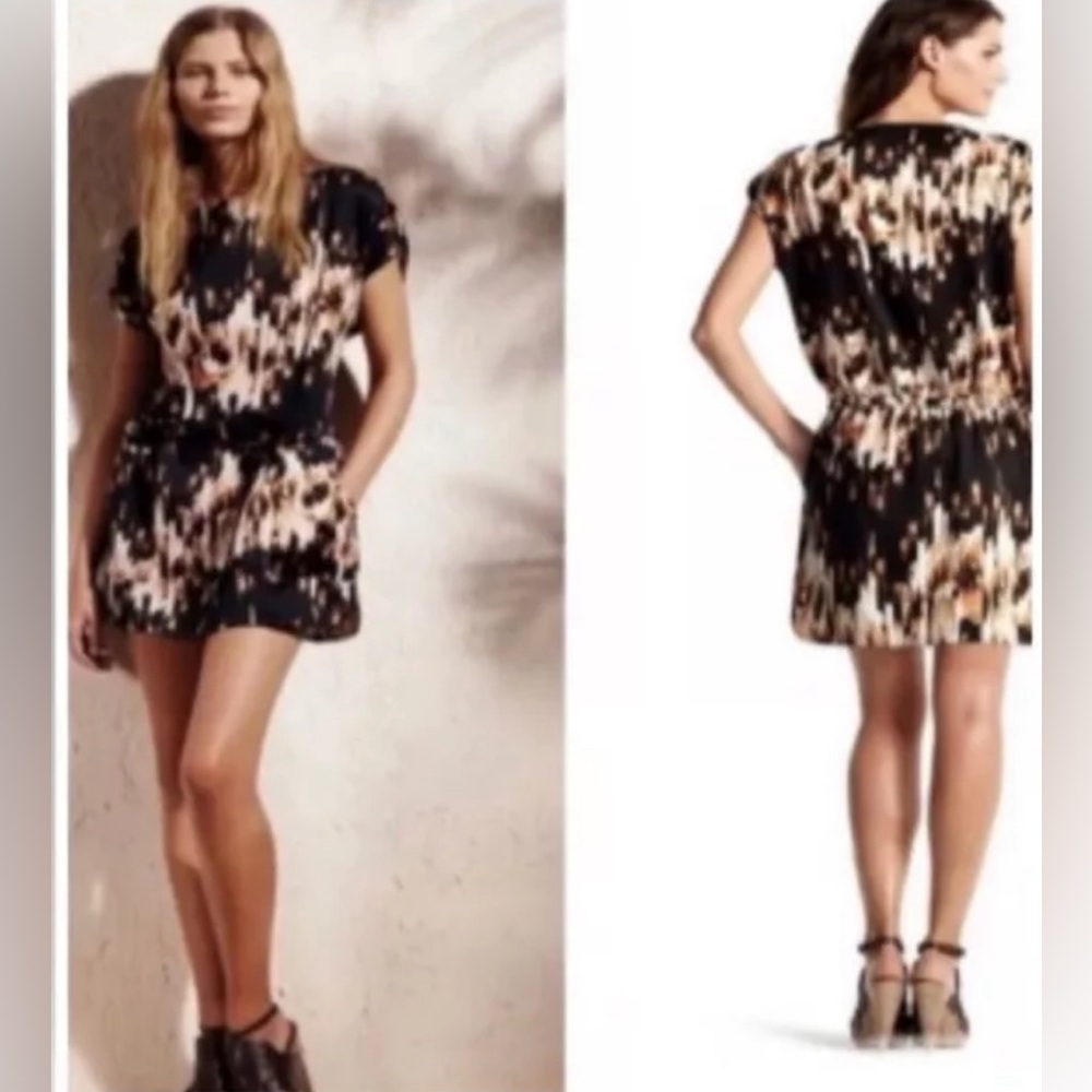 Derek Lam for Design Nation Drawstring Waist Pockets Tunic Mini Dress XS Silky